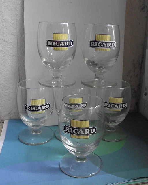 6 VERRES RICARD BALLON GRAVE 17CL HT. 10CM DE