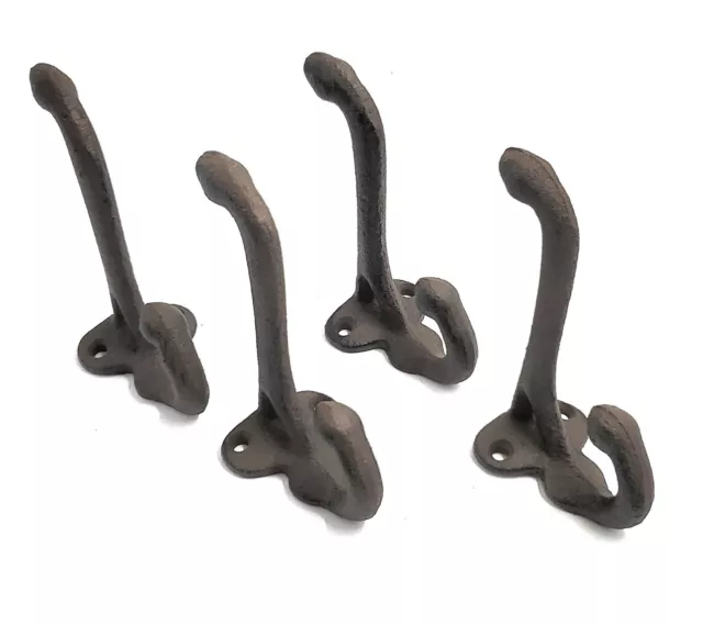 Cast Iron Coat Hat Wall Hooks Rustic School Home Farmhouse Decor Set of 4