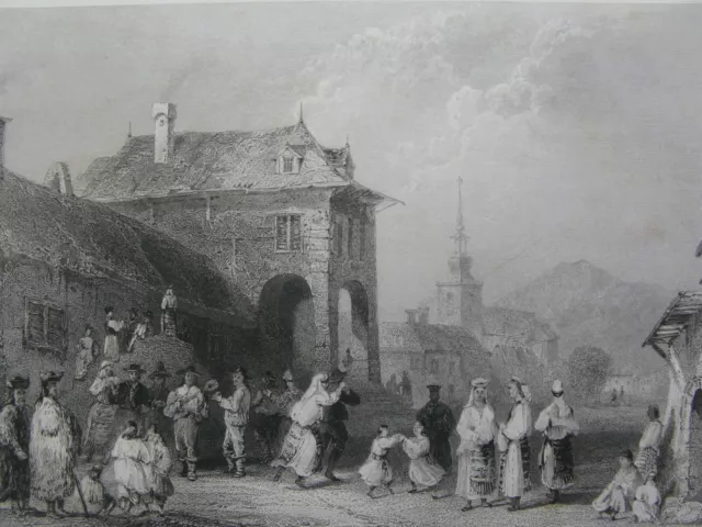 Romania Antique engraving A wedding at Orsova Orschowa, Orsowa, Orsova, Rusava