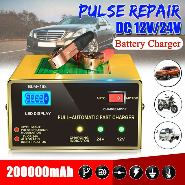 12V/24V Chargeur de Batterie Intelligent Automatique Voiture Véhicule Auto Moto
