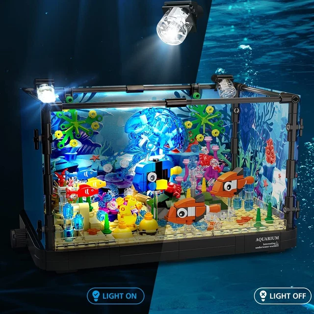 Fish Tank Building Set Movable Aquarium Building Toy 725PCS for Kids Ages 8-14