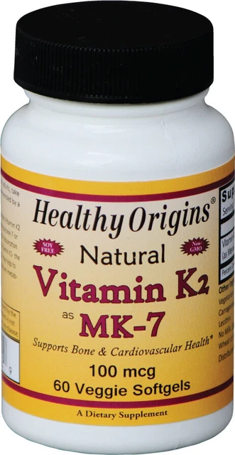 Vitamina K2 como MK-7 por Healthy Origins, 60 cápsulas blandas 100 mcg