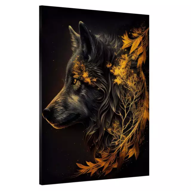 Quadro moderno stampa su tela lupo Gold Abstract canvas