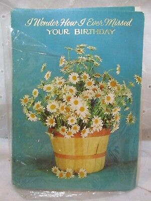 10 VINTAGE 1970's GREETING CARDS Original Cellophane Wrap Missed Birthday Daisy