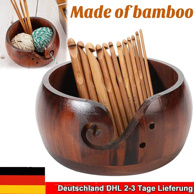 Süße Garnschale Mit Katzengesicht Aus Holz - 6,5 Zoll Wollaufbewahrung Für Strickfans