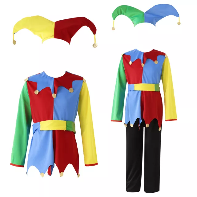 Unisex Kids Boys Clown Costume Set Dress Up Party Carnival Halloween Cosplay