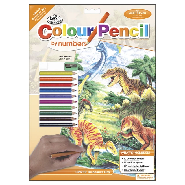 Kit lápiz de color por número 8,75""X11,75"" - diversión dinosaurio - CPBNK-12