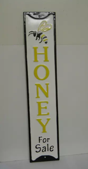 New Ganz Honey For Sale Sign Metal 30 1/2" x 6 1/4" Bee Retro Signage Decoration