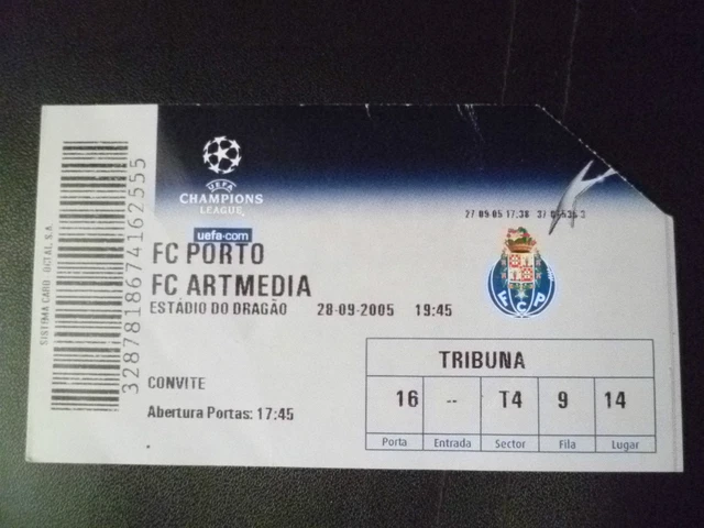 TICKETS 2005 UEFA Champions League FC PORTO v FC ARTMEDIA 28