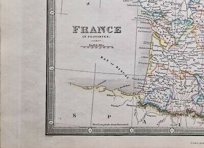 1872 Hand Coloured Map France Normandy Poitiu Maine Marche Guienne Dauphine 2
