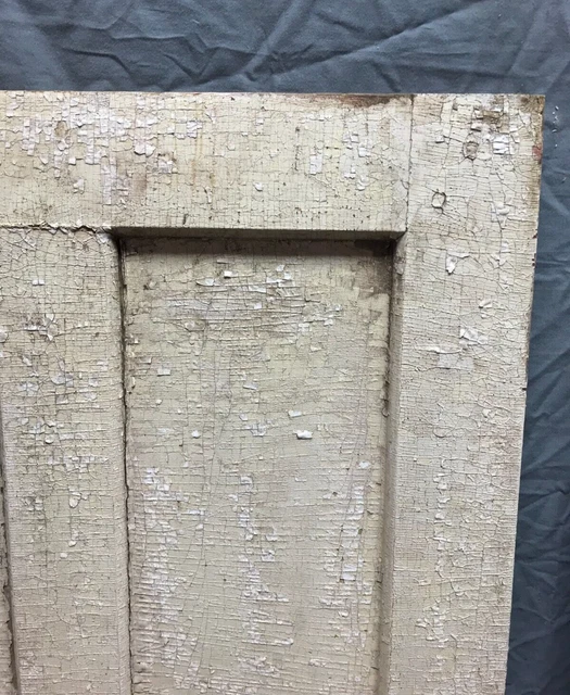 Pair Antique Wood 4 Panel Shabby White Cabinet Cupboard Doors VTG 21x60 188-23B 9