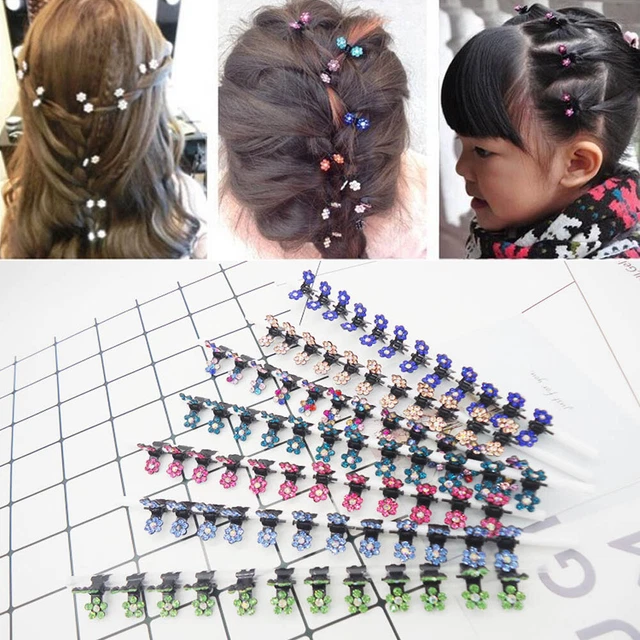12 Stück Viele Mädchen Süß Strass Kristall Blume Mini Haar Klauen Clips Klamme ☀