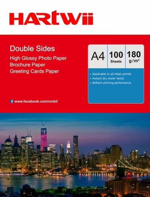 A4 180Gsm Double Sided Photo Paper High Glossy Inkjet Paper - 100 Sheets Hartwii