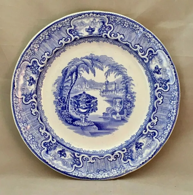Antique Ironstone Blue Transfer 'Washington Vase' Plate Podmore Walker