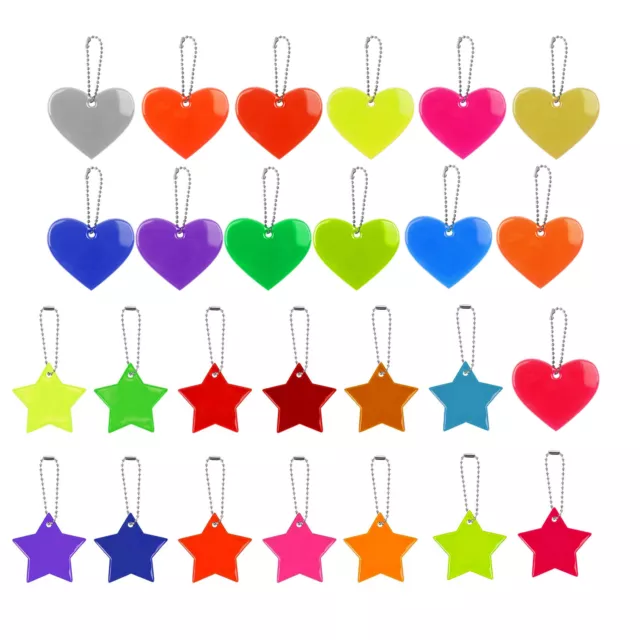 26x Children's Reflector Pendant Heart Star Safety Reflector Hang on School Bag