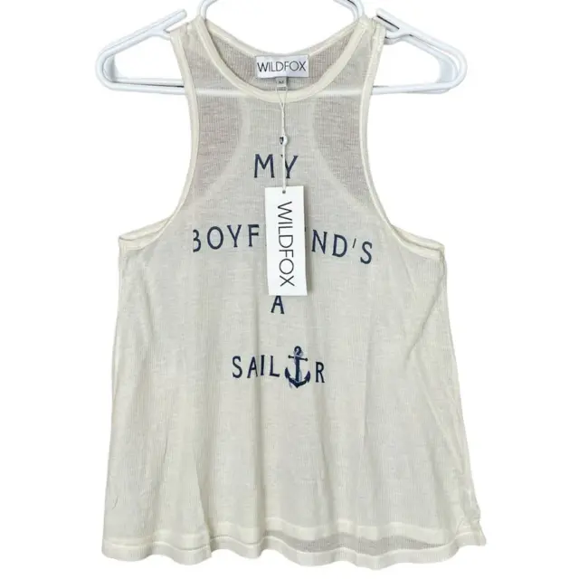 Wildfox My Boyfriend's A Sailor Ivory Tank Top Size Medium NWT