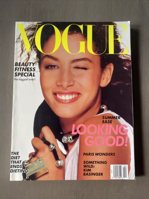 Vintage Vogue April 1988: Kara Young Christy Turlington Kim Basinger - VG