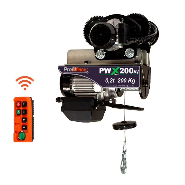 Prowinch 220 lbs. / 440 lbs. Electric Rope Hoist w/trolley 220~24V 60HZ w/ Emerg