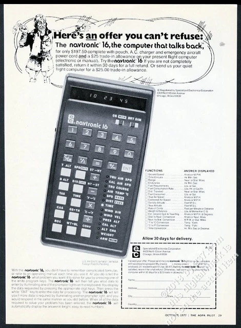 1977 Navitronic 16 calculator flight computer photo Specialized vintage print ad