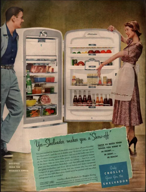 1940's Vintage ad Crosley Shelvador retro Refrigerator Appliance Fashion 9/18/23