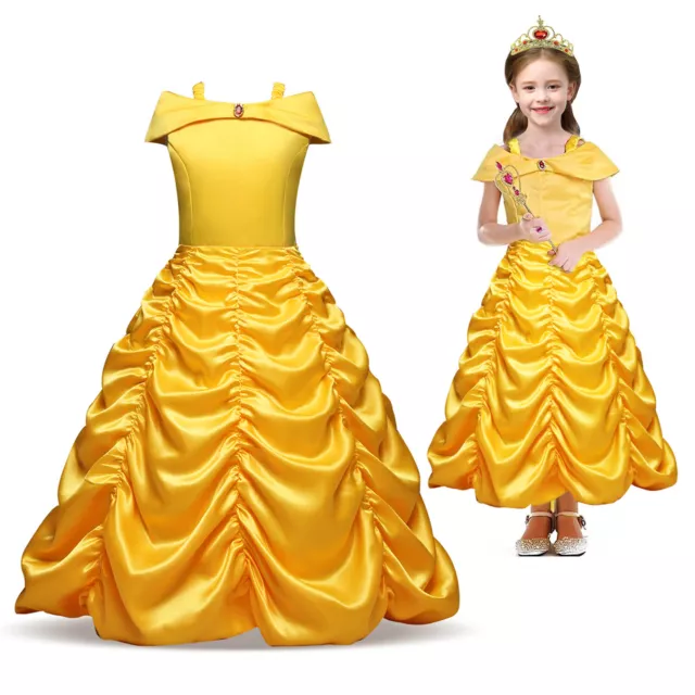 Girls Baby Belle Fancy Dress Princess Party Halloween Costume Prom Birthday