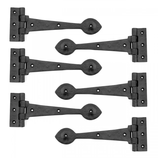 Black Wrought Iron Strap Hinge Pack of 6 Kitchen Cabinet Door Gate Hinges