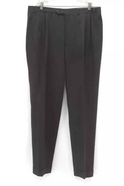 charcoal CANALI dress suit pants trousers all season wool pleated 40 x 34