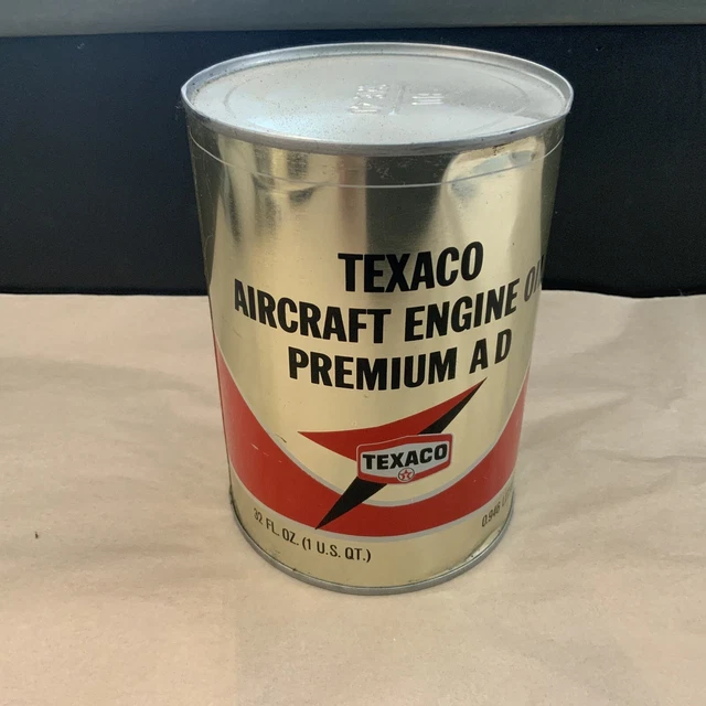 NOS FULL TEXACO Aircraft Engine Metal Oil Can Premium AD 568 New York