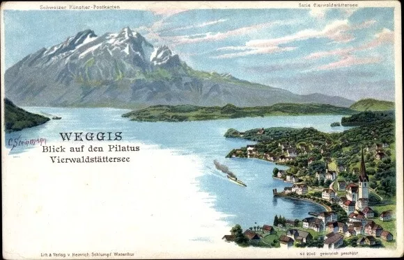 Künstler Litho Steinmann, C., Weggis Kt. Luzern Schweiz, Ort,... - 10689107