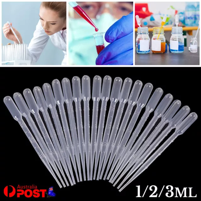 10-200x Plastic Pipettes Eye Dropper Disposable Graduated Transfer Liquid 3mL