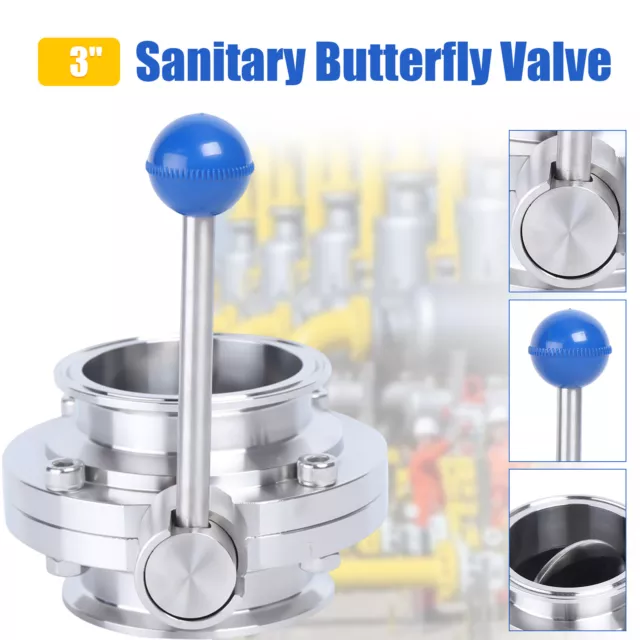 3" Butterfly Valve Tri Clamp Sanitary Stainless Steel Tri Clamp Butterfly Valve