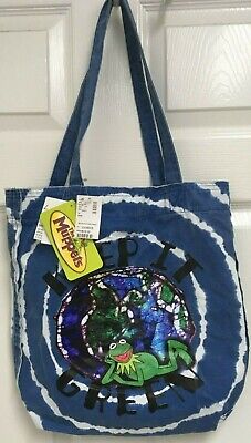 KEEP IT GREEN The Muppets Kermit Tote Carry Denim Canvas Shopping Bag NEW TAGS