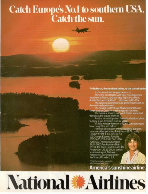 Fly National Airlines 1978 Original Publicité' Vintage Catch Europe N.1