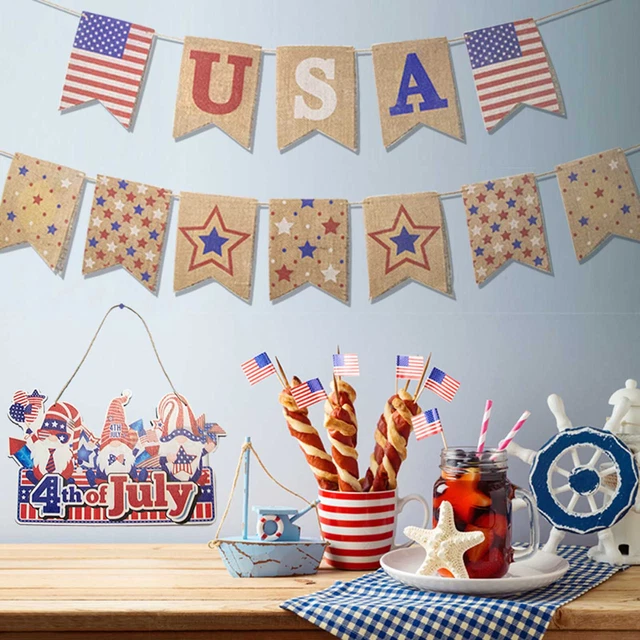 Independence Day Party Decoration Supplies USA Vintage Linen American Style
