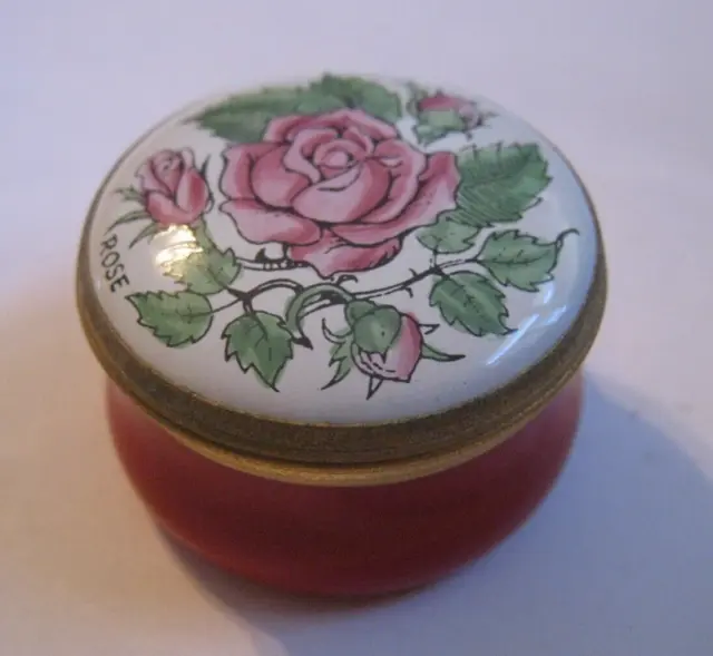 Crummles Made in England ROSE Red Trinket Box w/ Screw Lid, Compare @ $70 Etsy
