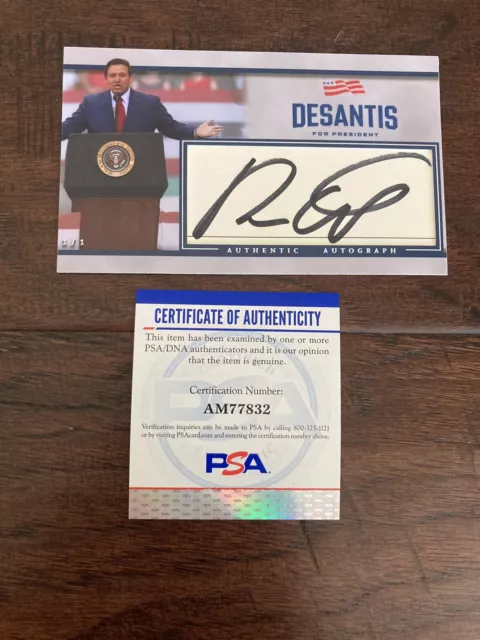 Ron Desantis Signed Custom 3x5 Cut Trading Card 1/1 Auto 2024 President PSA/DNA
