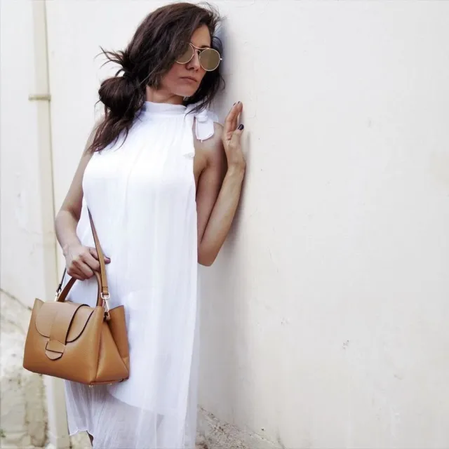 Stunning White Silk Designer Dress by DressVoice - Size 12