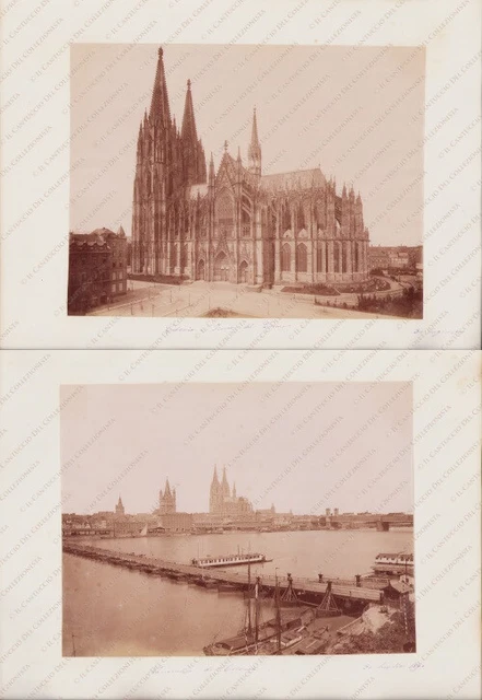 1890 GERMANY Cologne Cathedral Boat bridge 2 Photo albumen