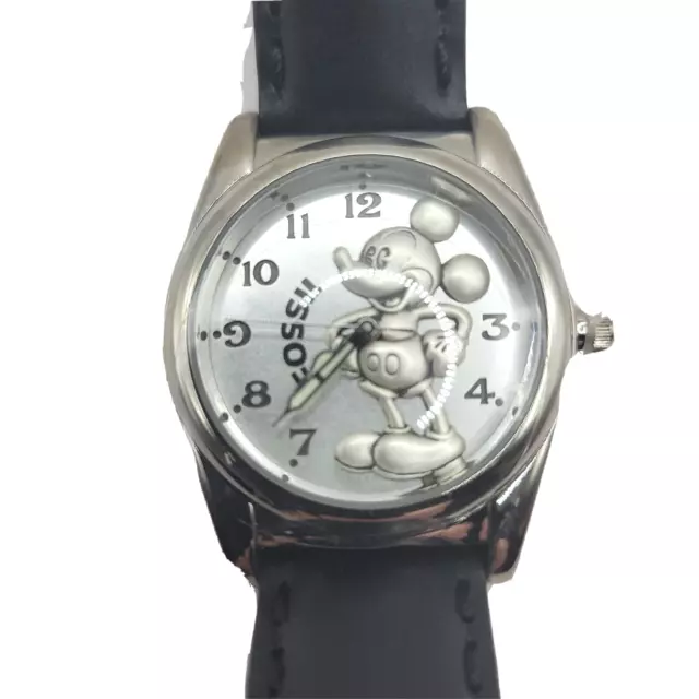 Mickey Mouse Watch Disney Fossil Silver Wooden Toy Train Limited Edition Vintage