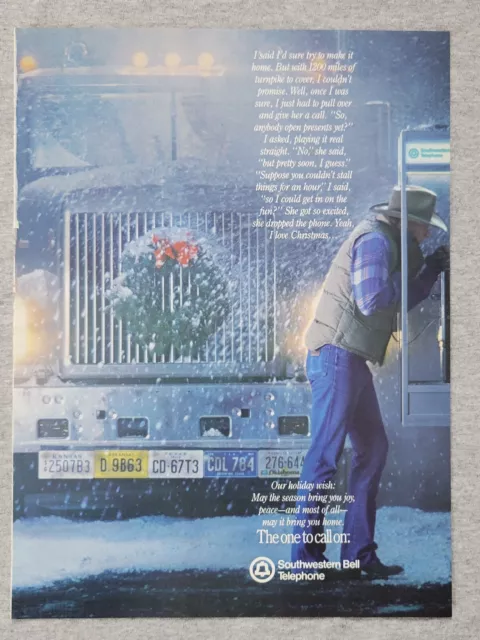 1990 Magazine Advertisement Page Southwestern Bell Telephone Christmas Print Ad