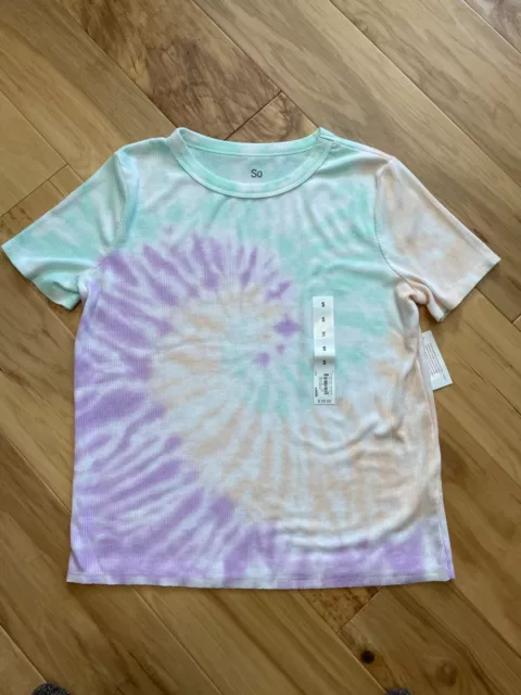 SO Kohl's Short Sleeve Rib Baby Tee w/Stretch Spiral Tie Dye Women's Small NWT