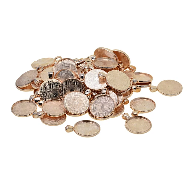 50 Stück Metallanhänger Fassungen Rohlinge Charms Anhänger Cabochons für