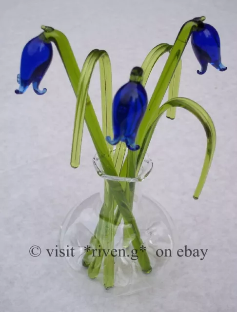 Glass Flowers Gift In A Vase With Bluebells And Gorgeous Grasses