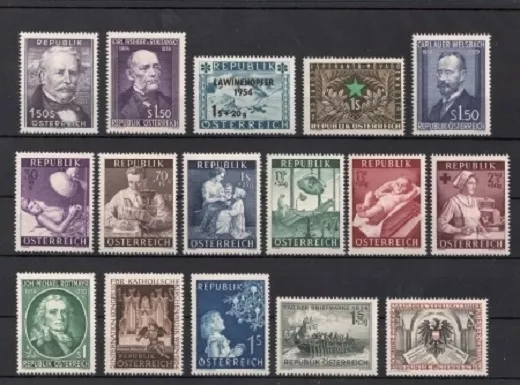 Österreich Jahrgang 1954 postfrisch einwandfreie Erhaltung ANK € 170,--