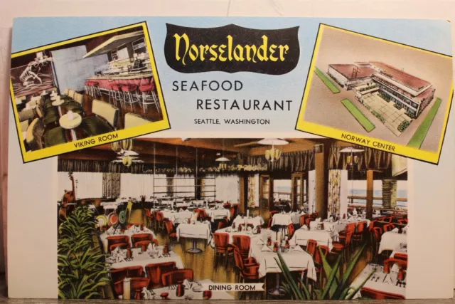 Washington WA Seattle Norselander Seafood Restaurant Postcard Old Vintage Card