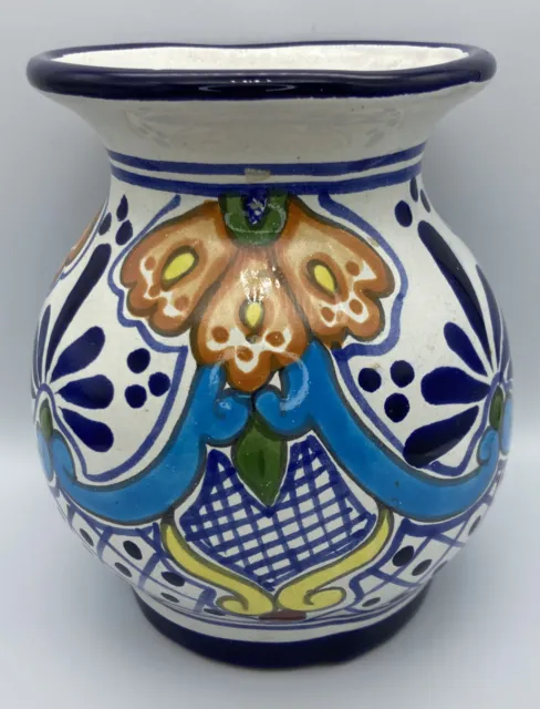 Mexican Talavera Pottery Urn Shaped Vase