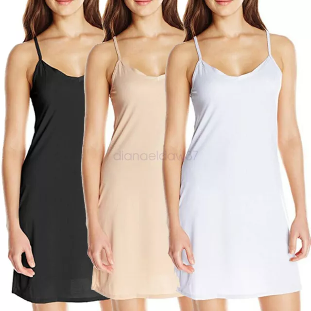 Women Slinky Strappy V-Neck Full Slip Petticoat Ladies Sexy Nightdress 2022 AUS