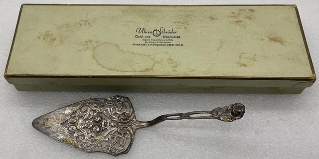 Vintage Silver Pastry Server ~ German Hallmark Half Moon, Crown, 800 Silver