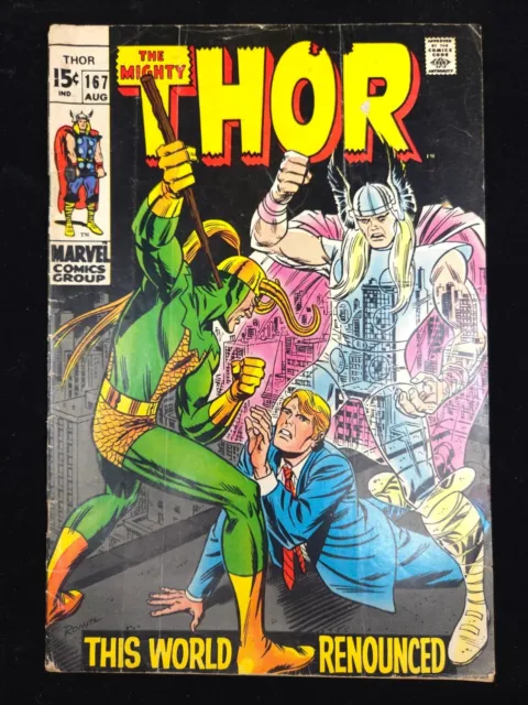Thor 167 Silver Age Marvel 1969 Romita Sr. Loki cover Stan Lee Kirby comic book