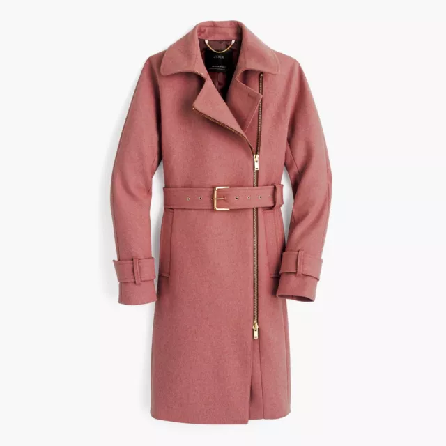 New J.crew Petite Belted Zip Trench Coat In Wool Melton Hthr Thistle Pink P4 3